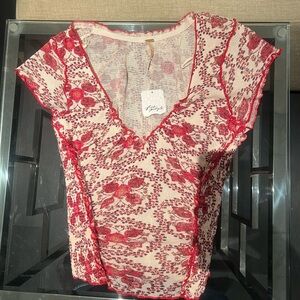 Floral Red Top by Free People